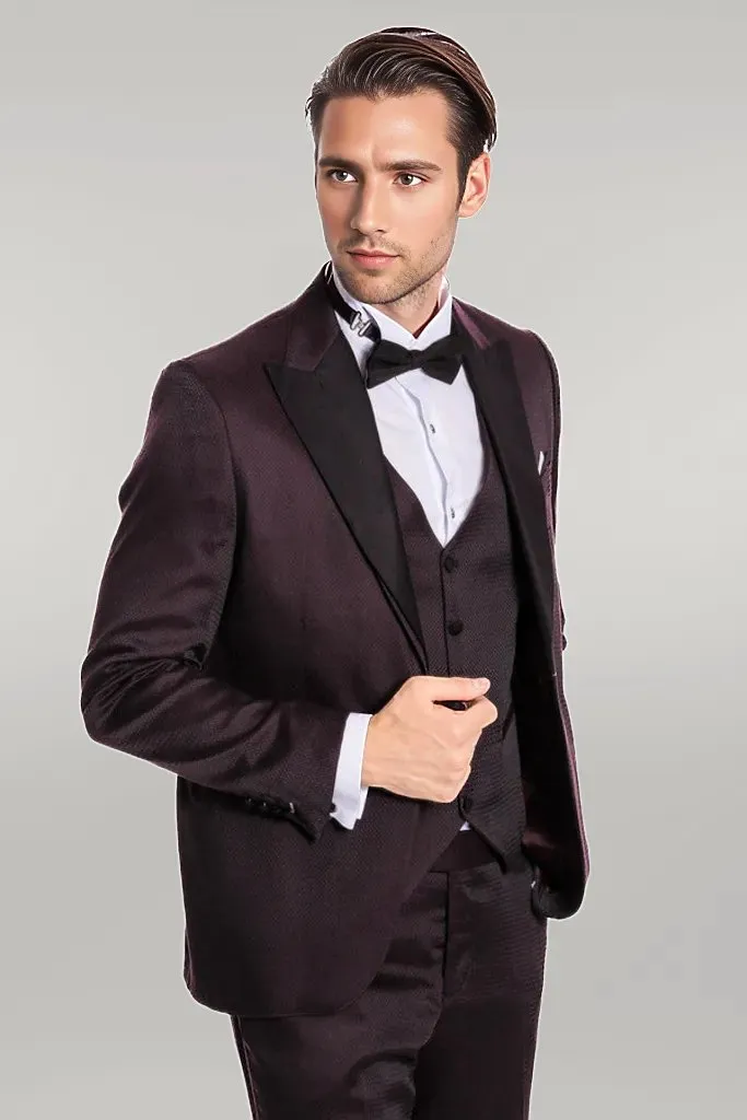 Claret Red and Black Tuxedo for Men | Wessi