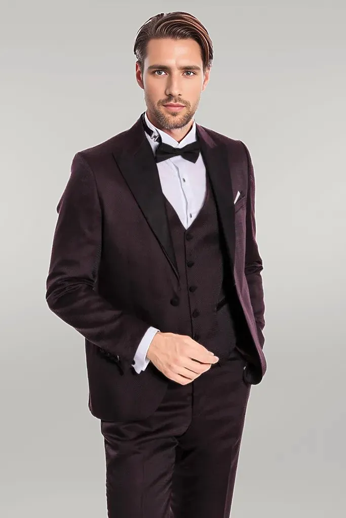 Claret Red and Black Tuxedo for Men | Wessi