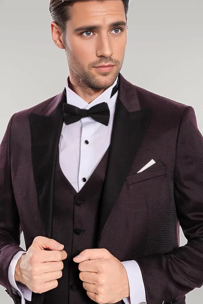 Claret Red and Black Tuxedo for Men | Wessi