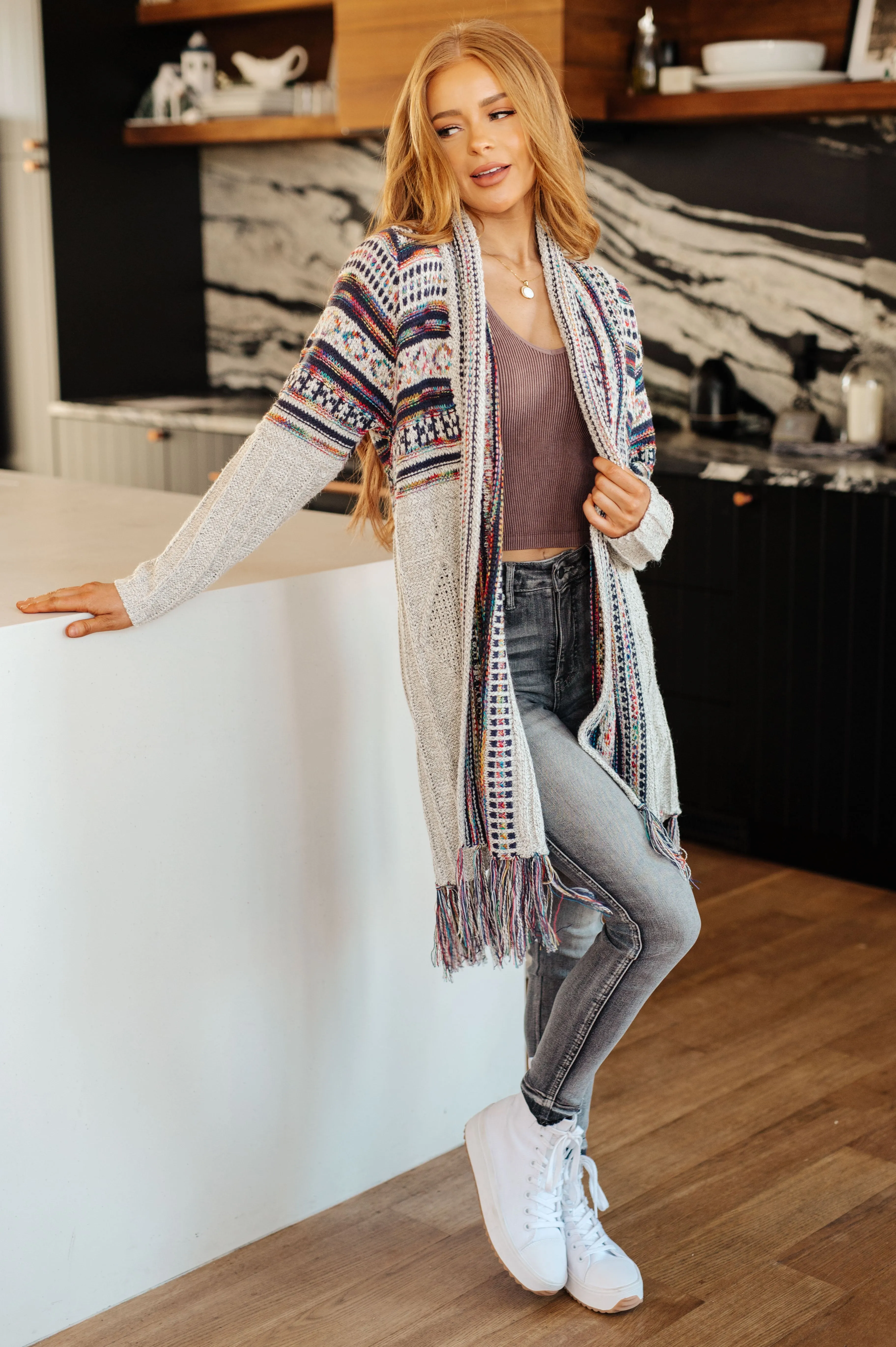 Colorful Fringe Cardigan