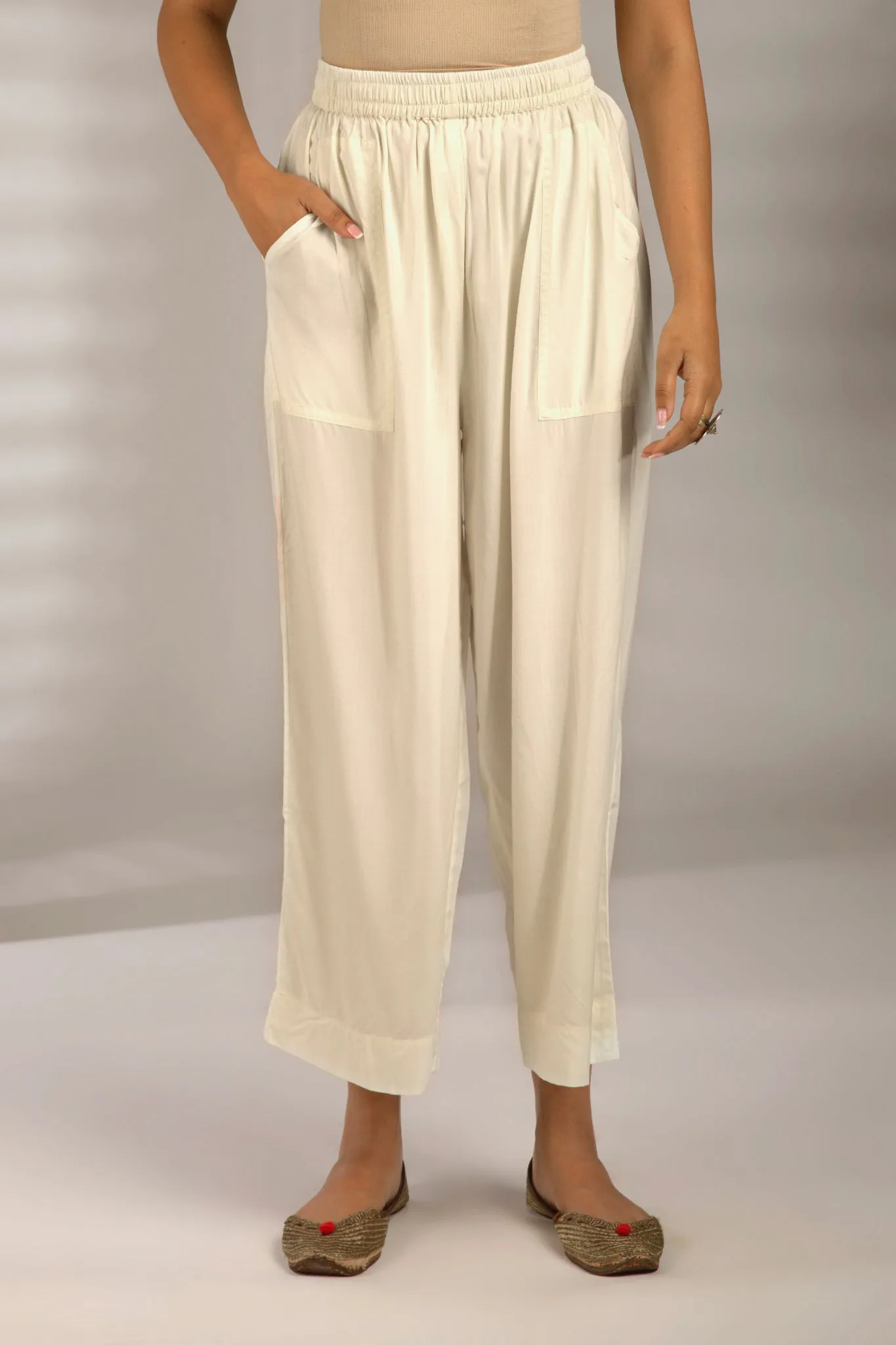 comfort fit pants - ivory modal