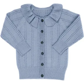 Copenhagen Colors Dusty Blue Merino Cardigan W. Collar