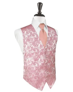 Coral Tapestry Tuxedo Vest