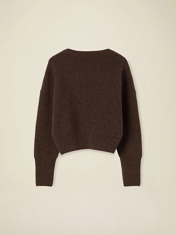 Crewneck sweater in English ribbed merino wool