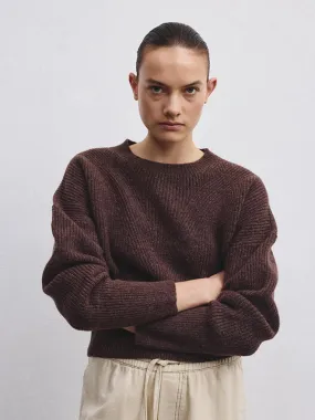 Crewneck sweater in English ribbed merino wool