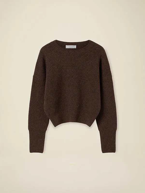 Crewneck sweater in English ribbed merino wool