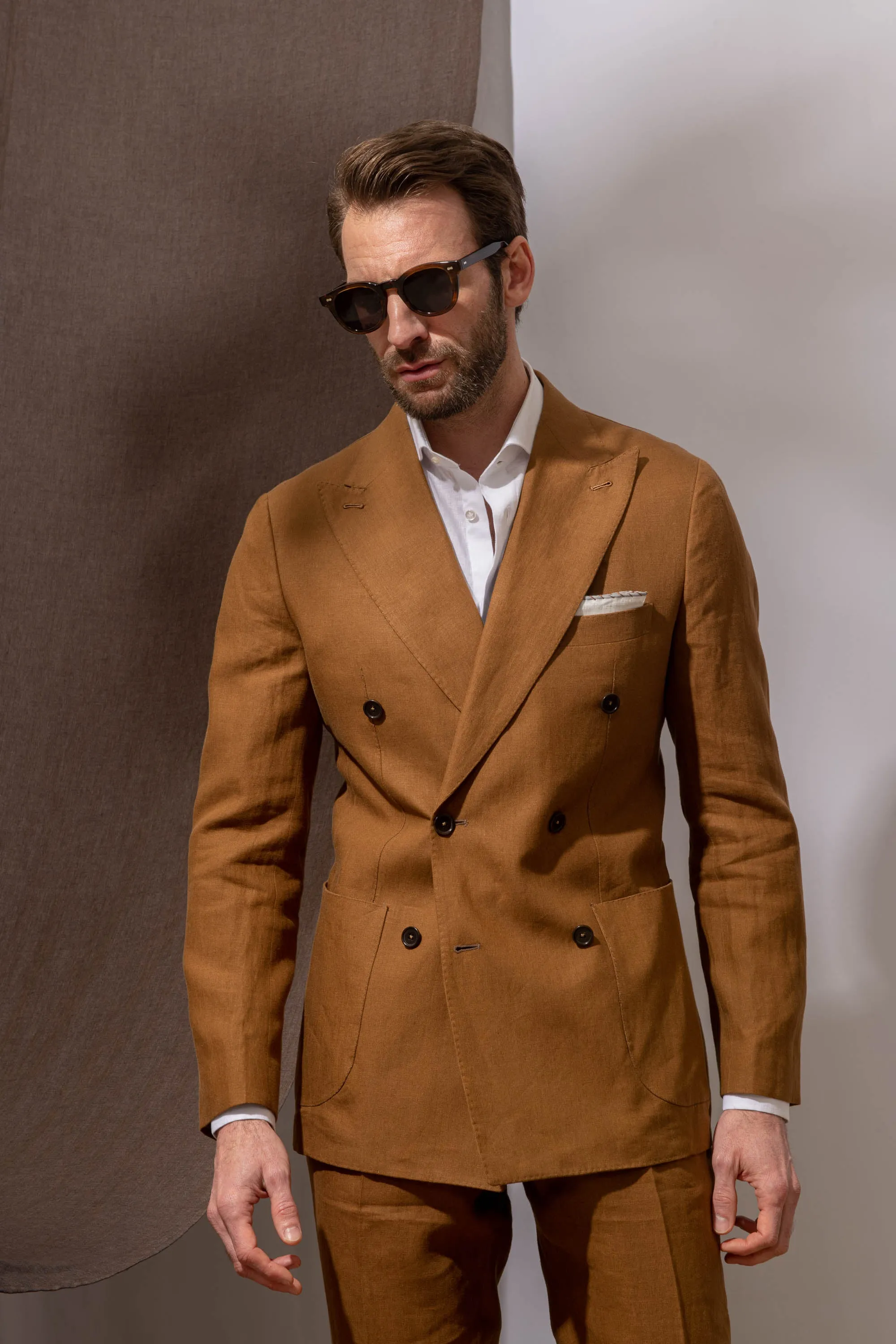 Curry double breasted jacket - Made in Italy