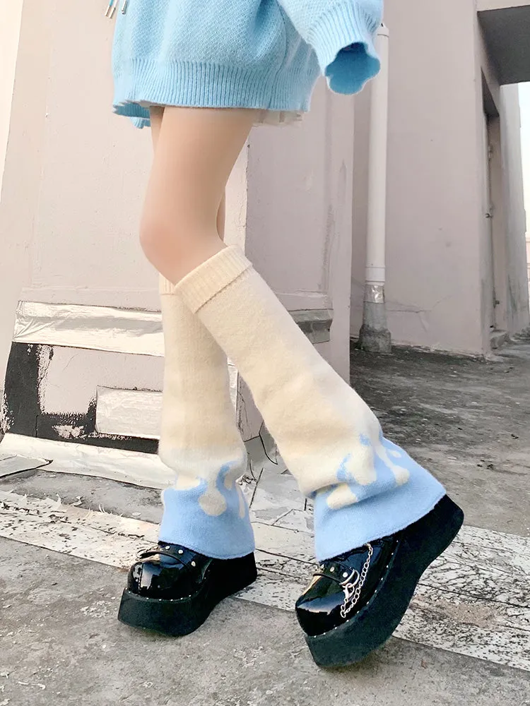 Cute Bow Ball Calf Cover Lolita Japanese Knitted Socks Set Leg Warmers