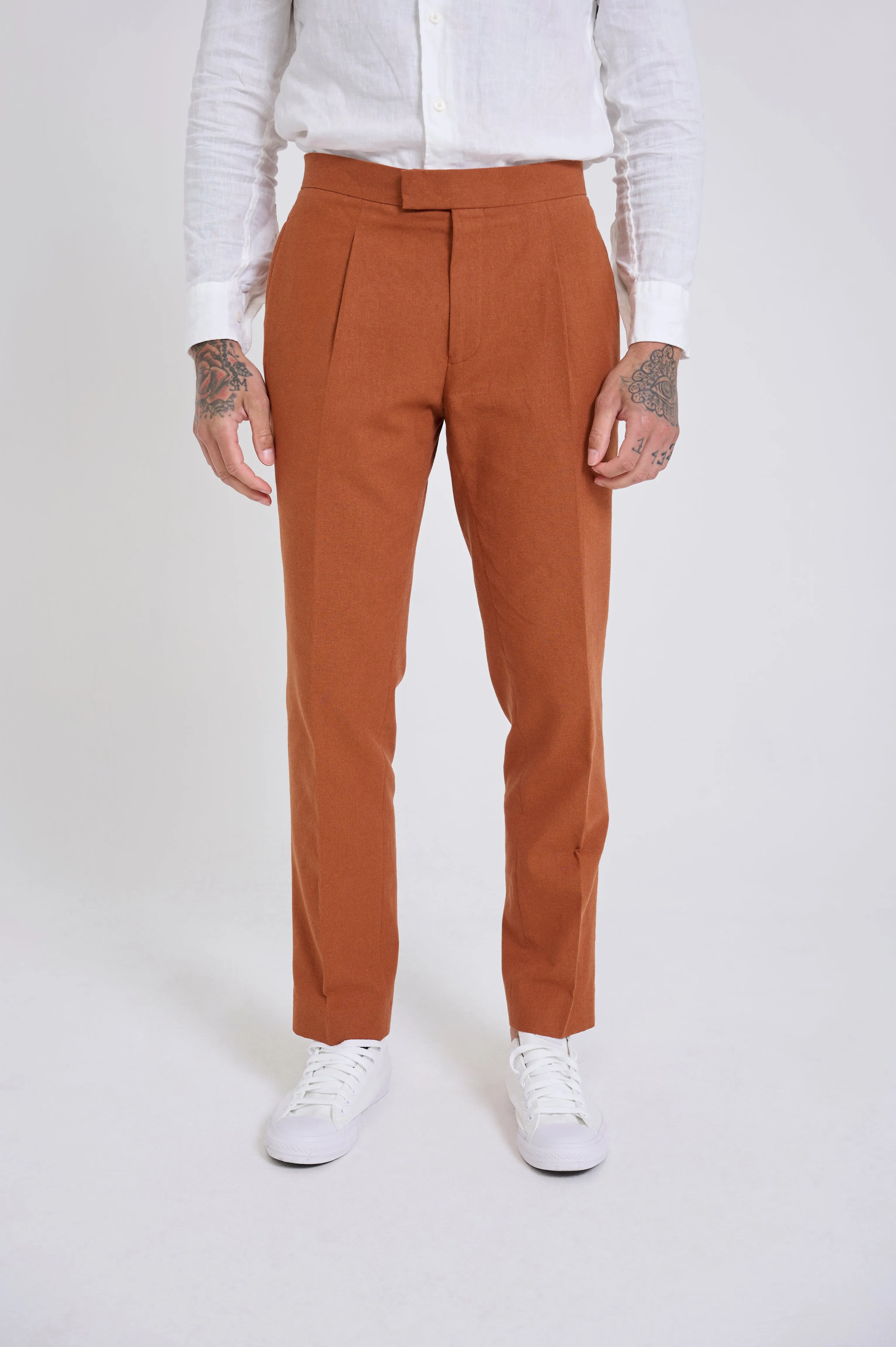 DECORATE Cotton Linen Blend Trouser in Clay