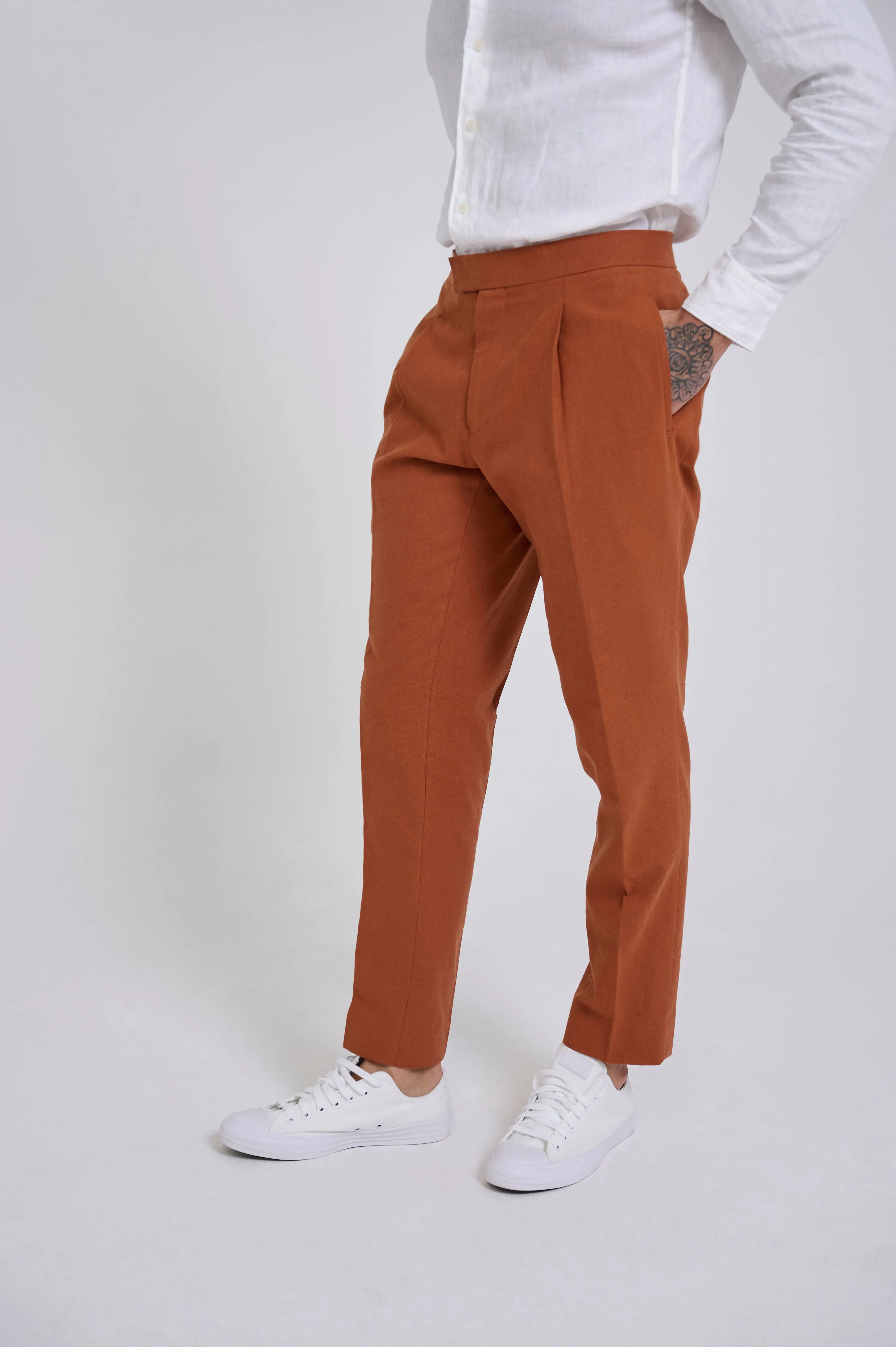 DECORATE Cotton Linen Blend Trouser in Clay