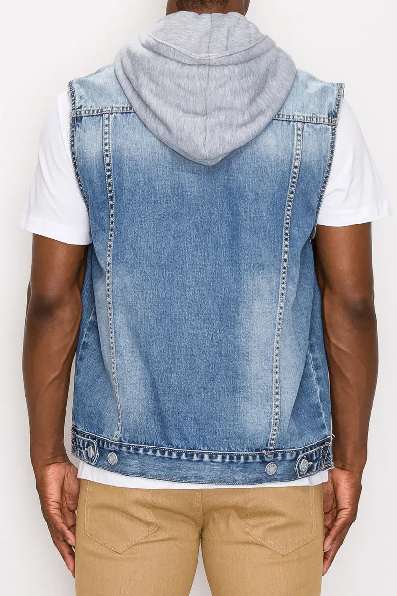 Detachable Hood Denim Vest