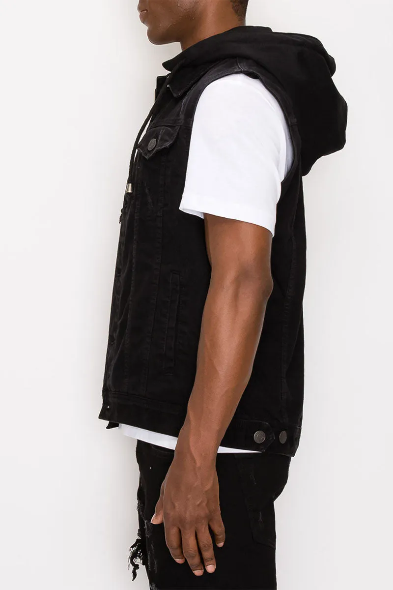 Detachable Hood Denim Vest