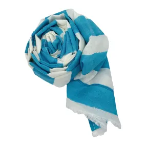 Donna Scarf in Cyan White Cabana Stripe