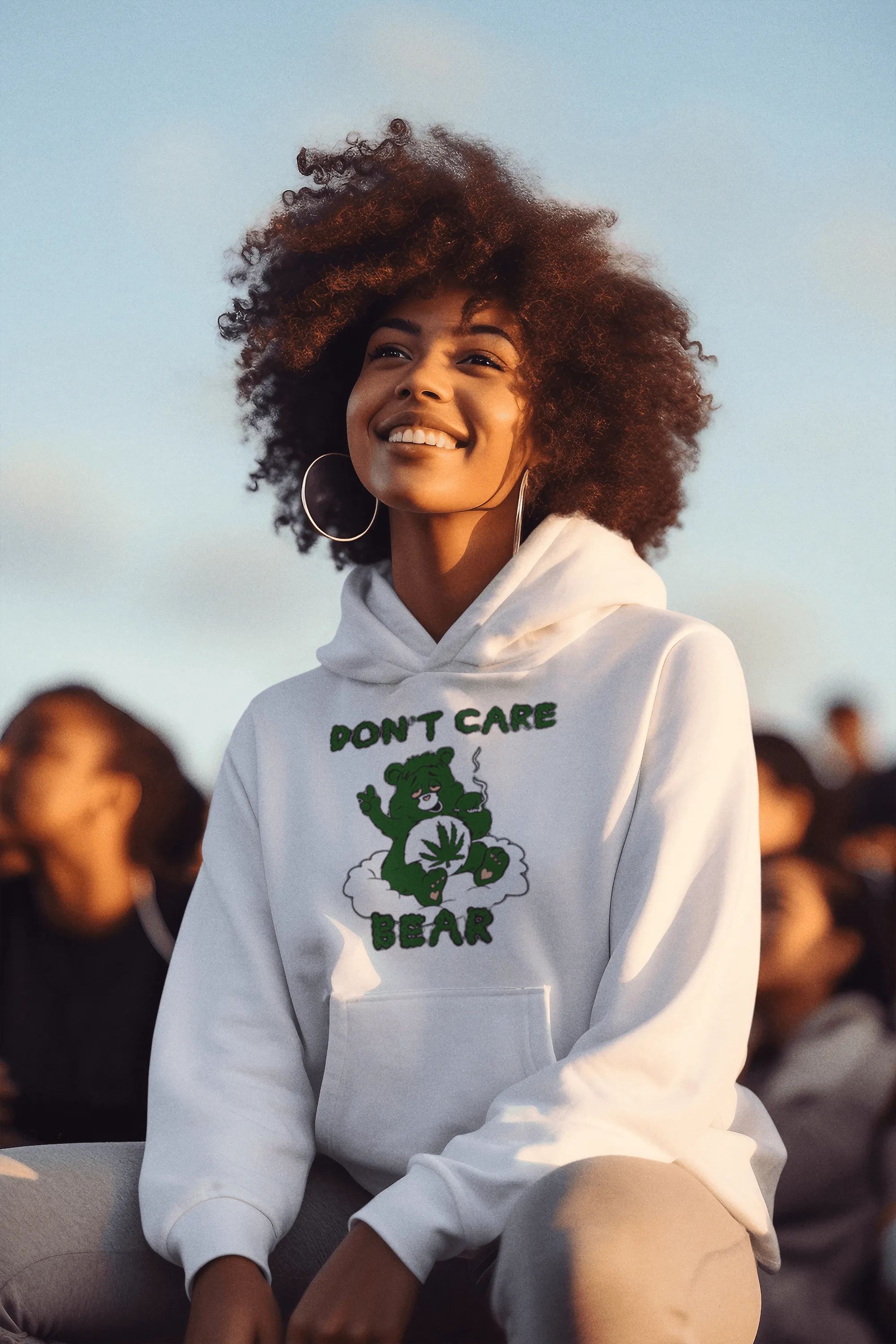 Dont Care Bear Weed Hoodie Ultra Soft Blended Cotton Blend Midweight Unisex Pullover