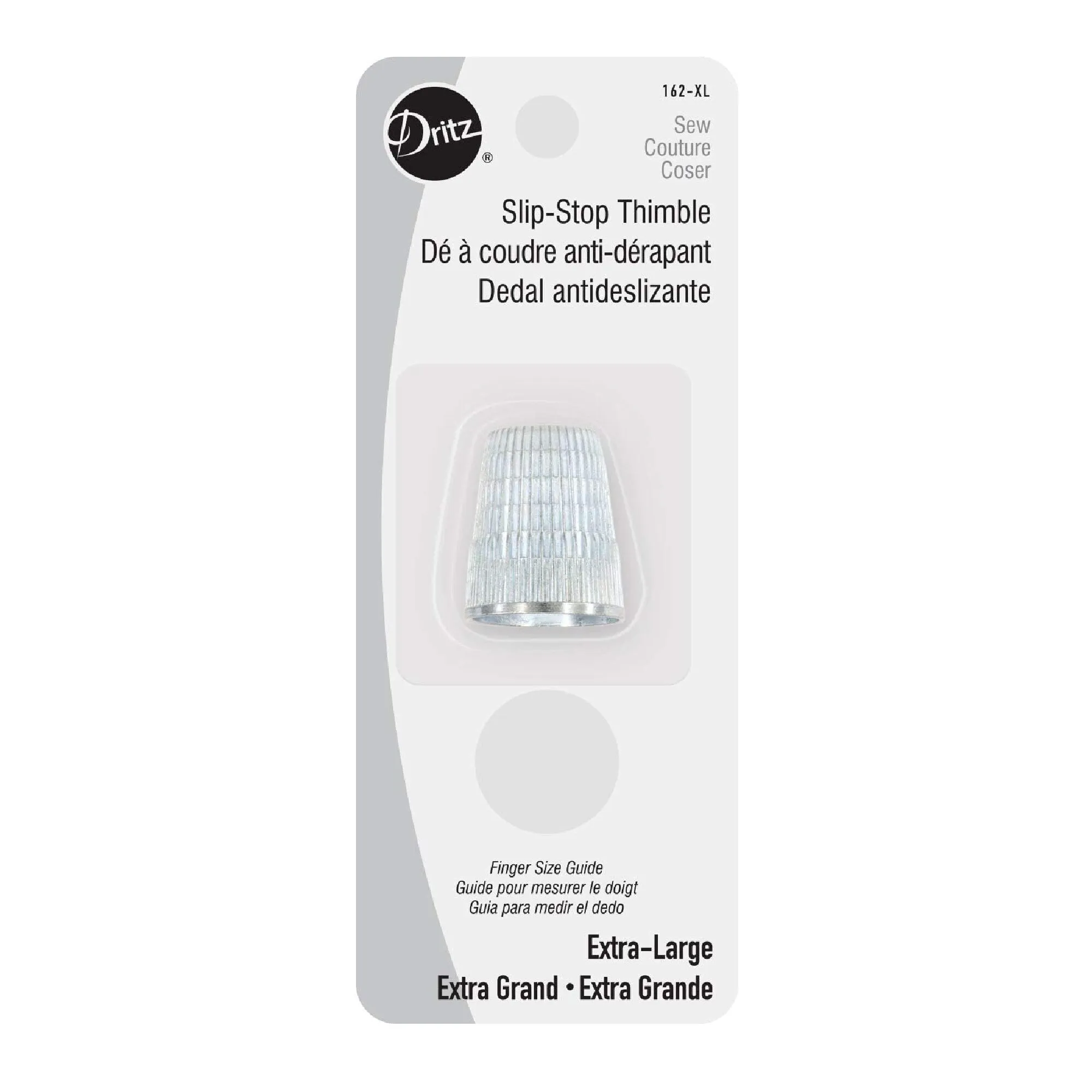 Dritz 162-XL Slip Stop Thimble | Extra Large Size | Color Silver