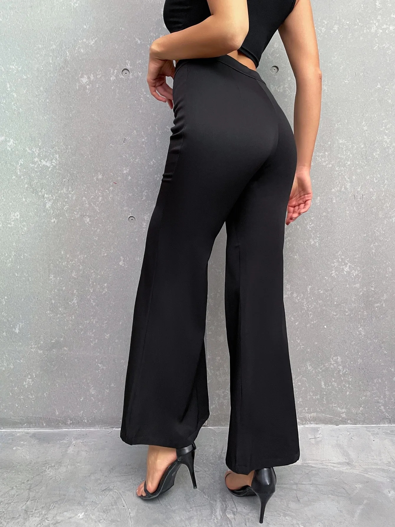 Elegant Plain Split Natural Long Women Pants