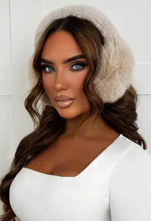 Esther Beige Faux Fur Ear Muffs