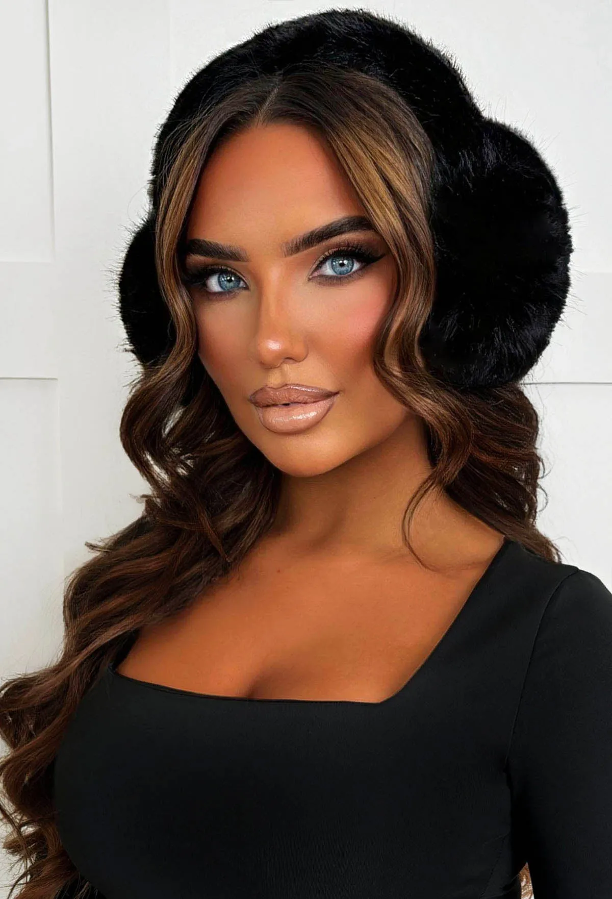 Esther Black Faux Fur Ear Muffs