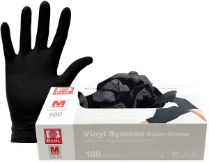 Ever Ready Disposable Vinyl Black Exam Gloves, Powder-Free & Latex-Free Gloves, Size Large