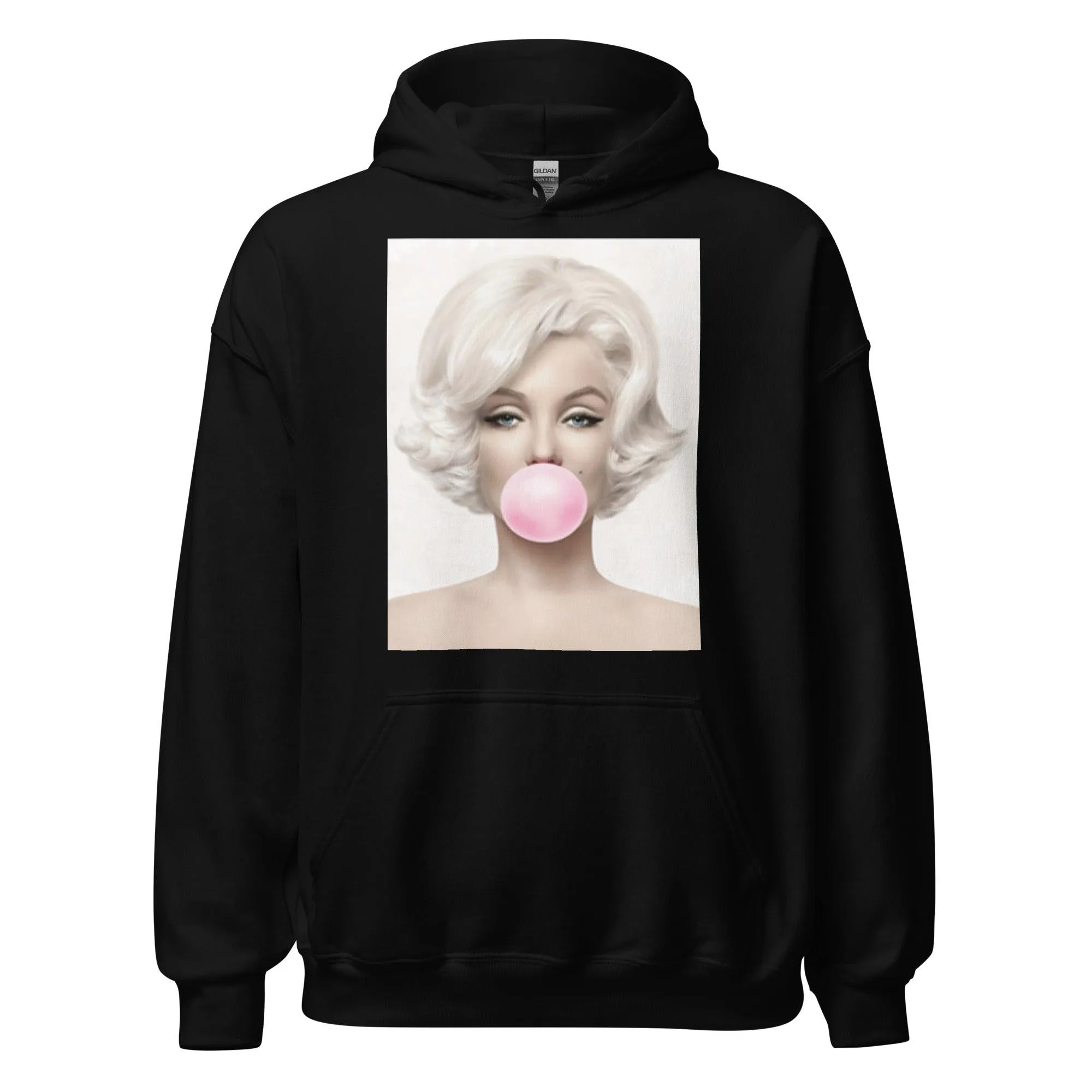 Famous Pin Up Girl Hoodie Pink Bubblegum Portrait Blended Cotton Midweight Pullover