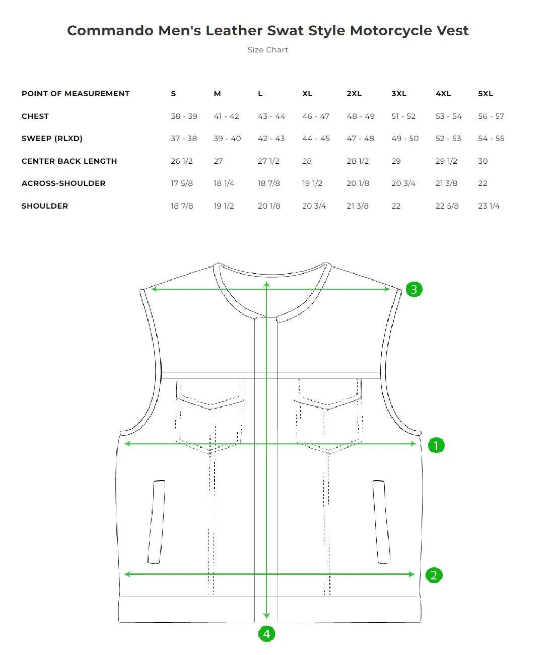 First Mfg Mens Commando SWAT Team Style Leather Motorcycle Vest