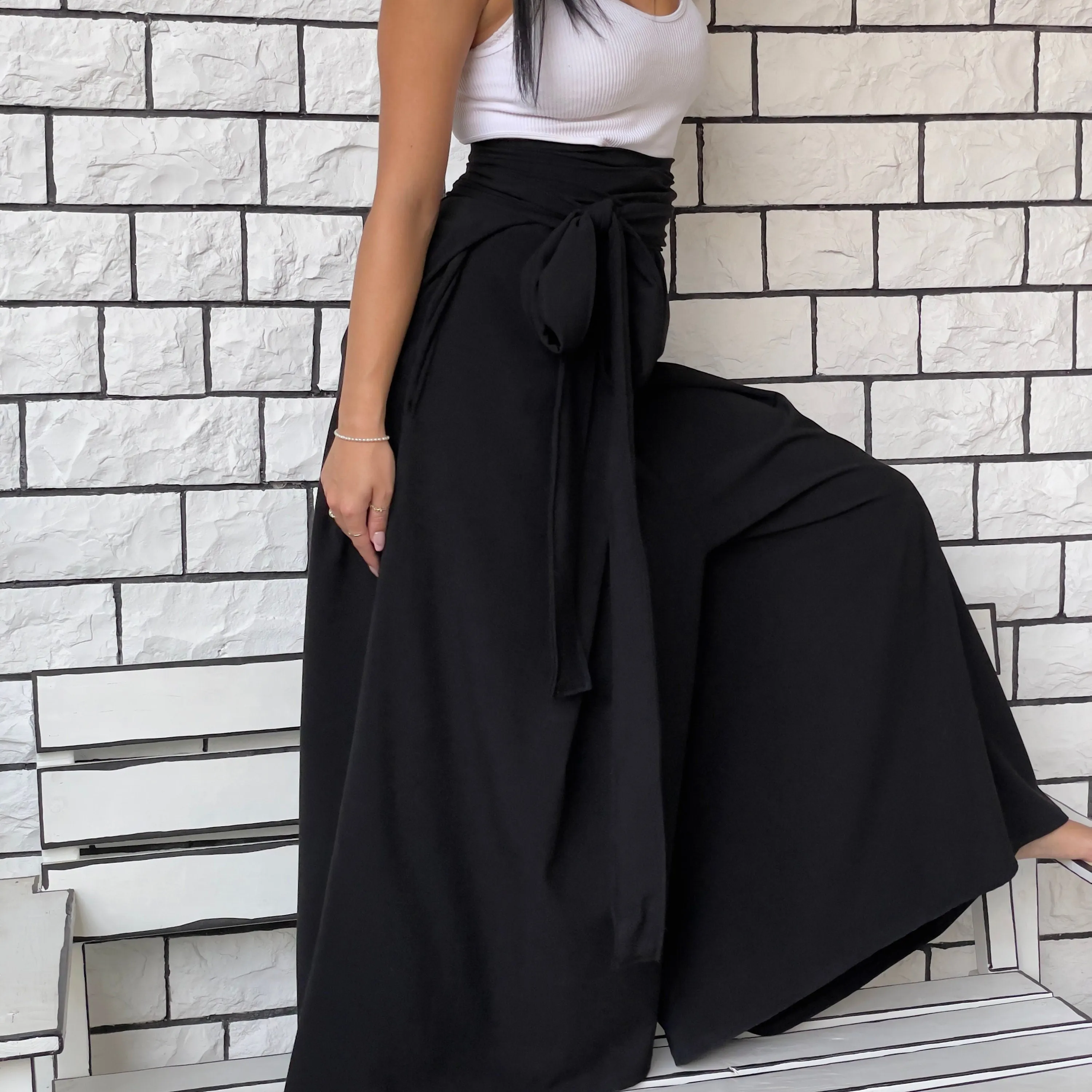 Flare Black Hakama style Pants