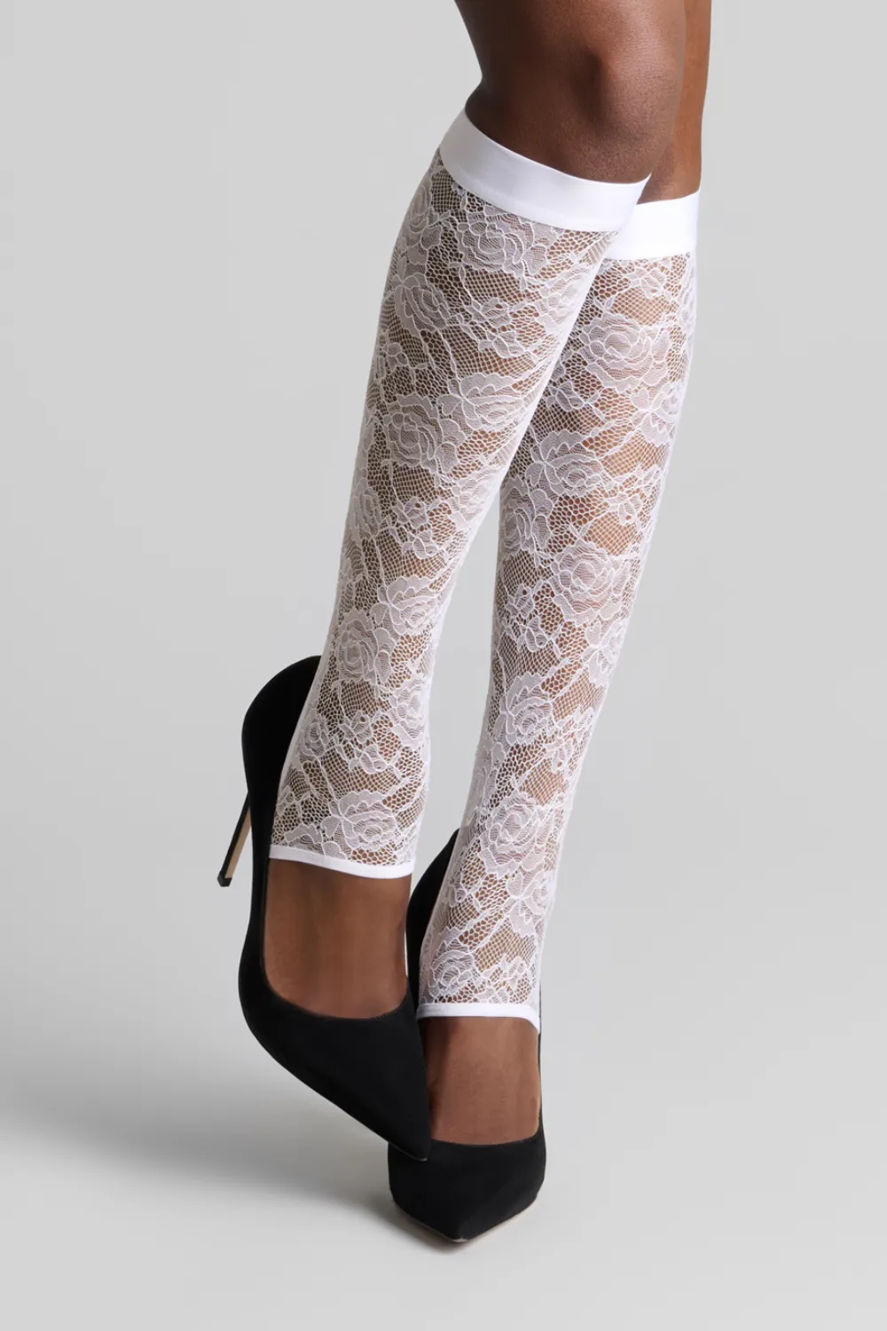 Flashback Lace Leg Warmers in White