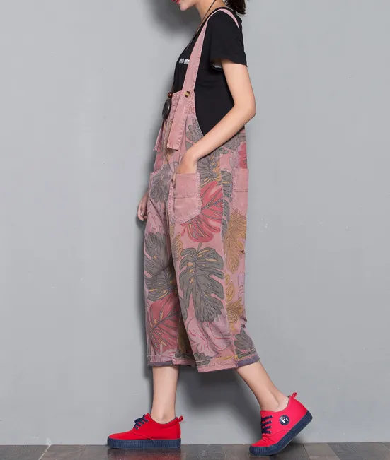 Floral Loose Denim Casual Spring Denim Overall Women Jumpsuits  QYCQ30