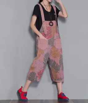 Floral Loose Denim Casual Spring Denim Overall Women Jumpsuits  QYCQ30