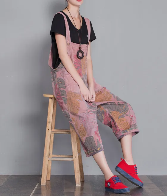 Floral Loose Denim Casual Spring Denim Overall Women Jumpsuits  QYCQ30