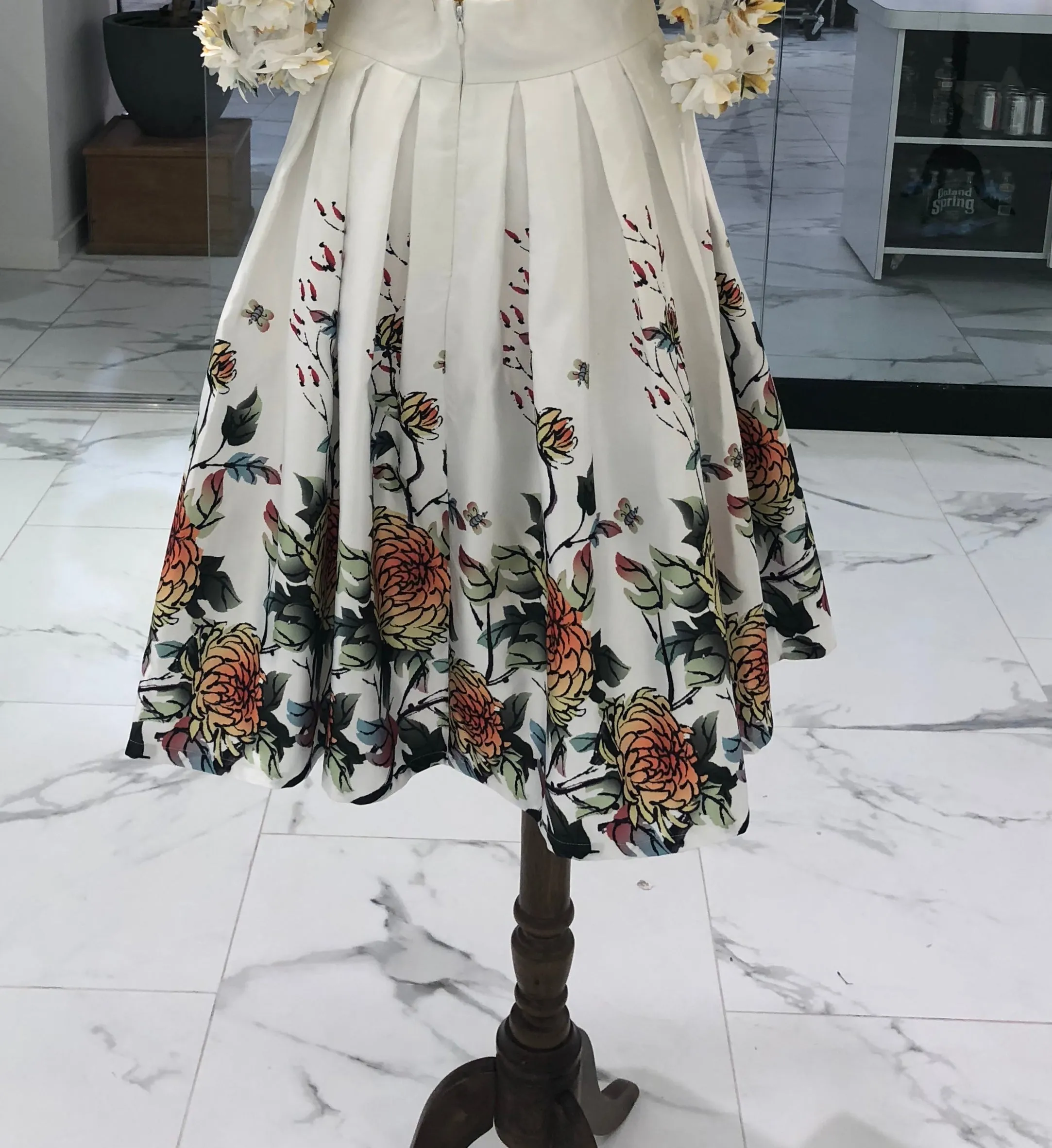 Flower Printed Circle Skirt