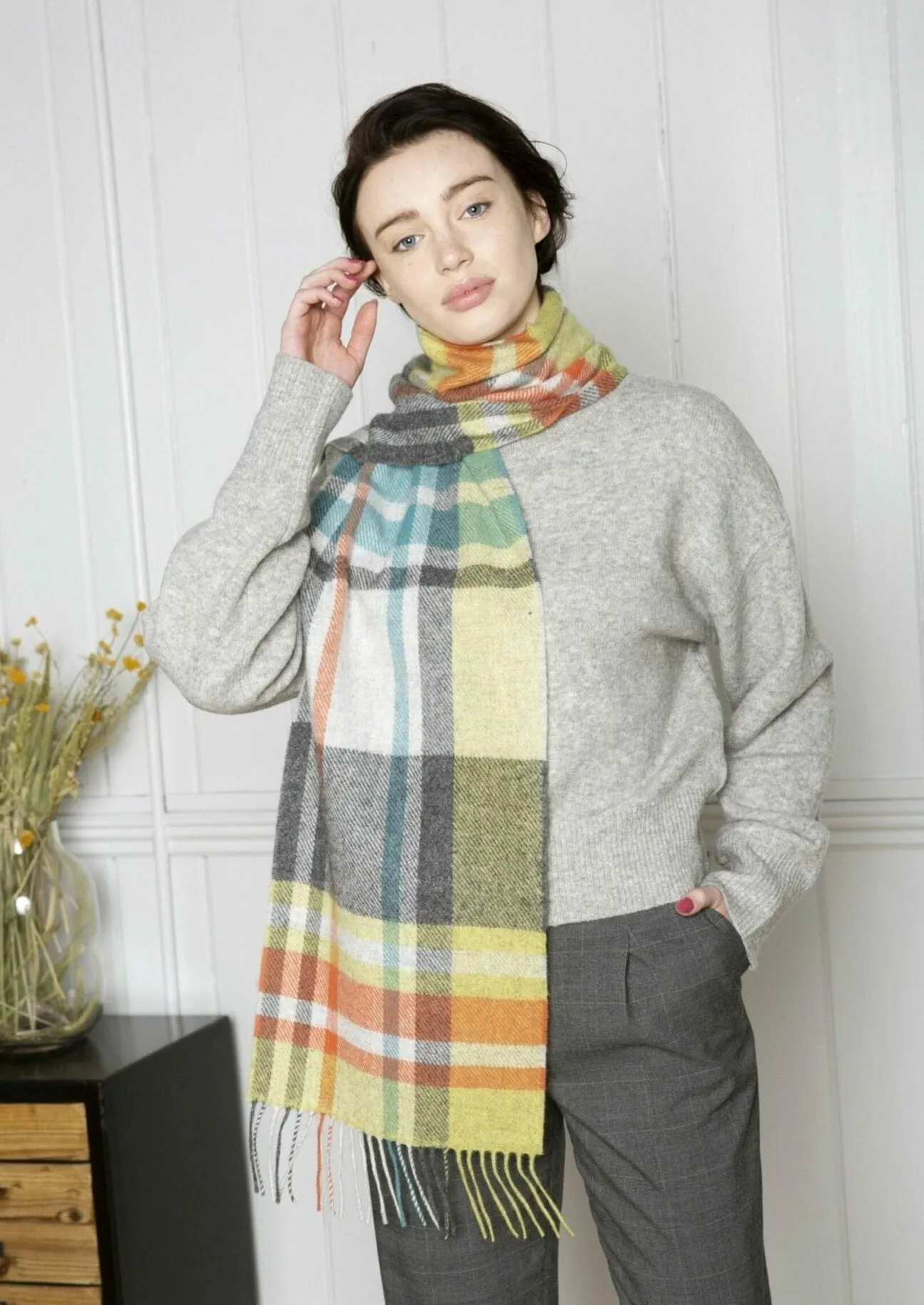 Foxford Lambswool Scarf | Multi Check