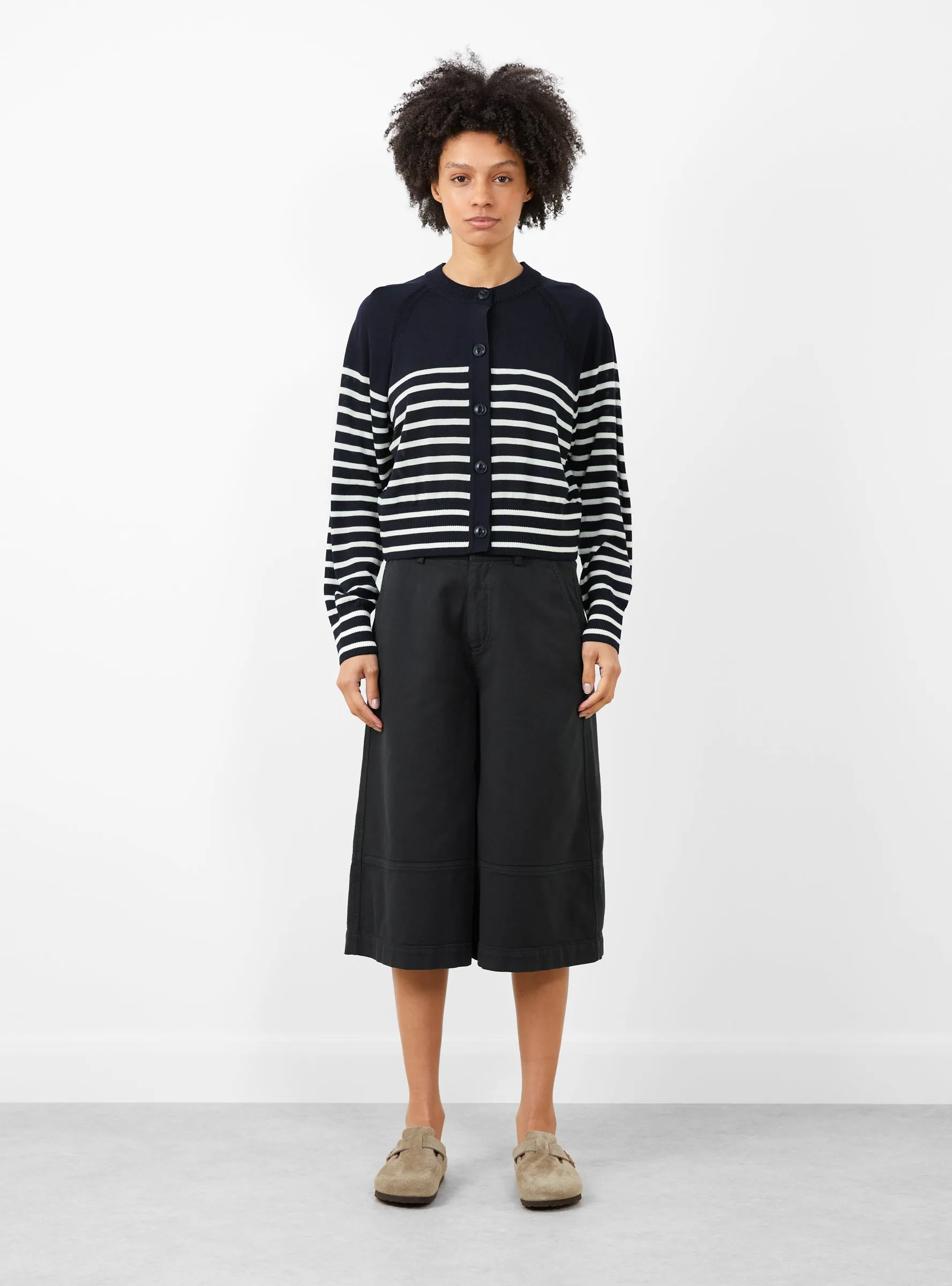 Foxtail Stripe Cardigan Navy/Ecru