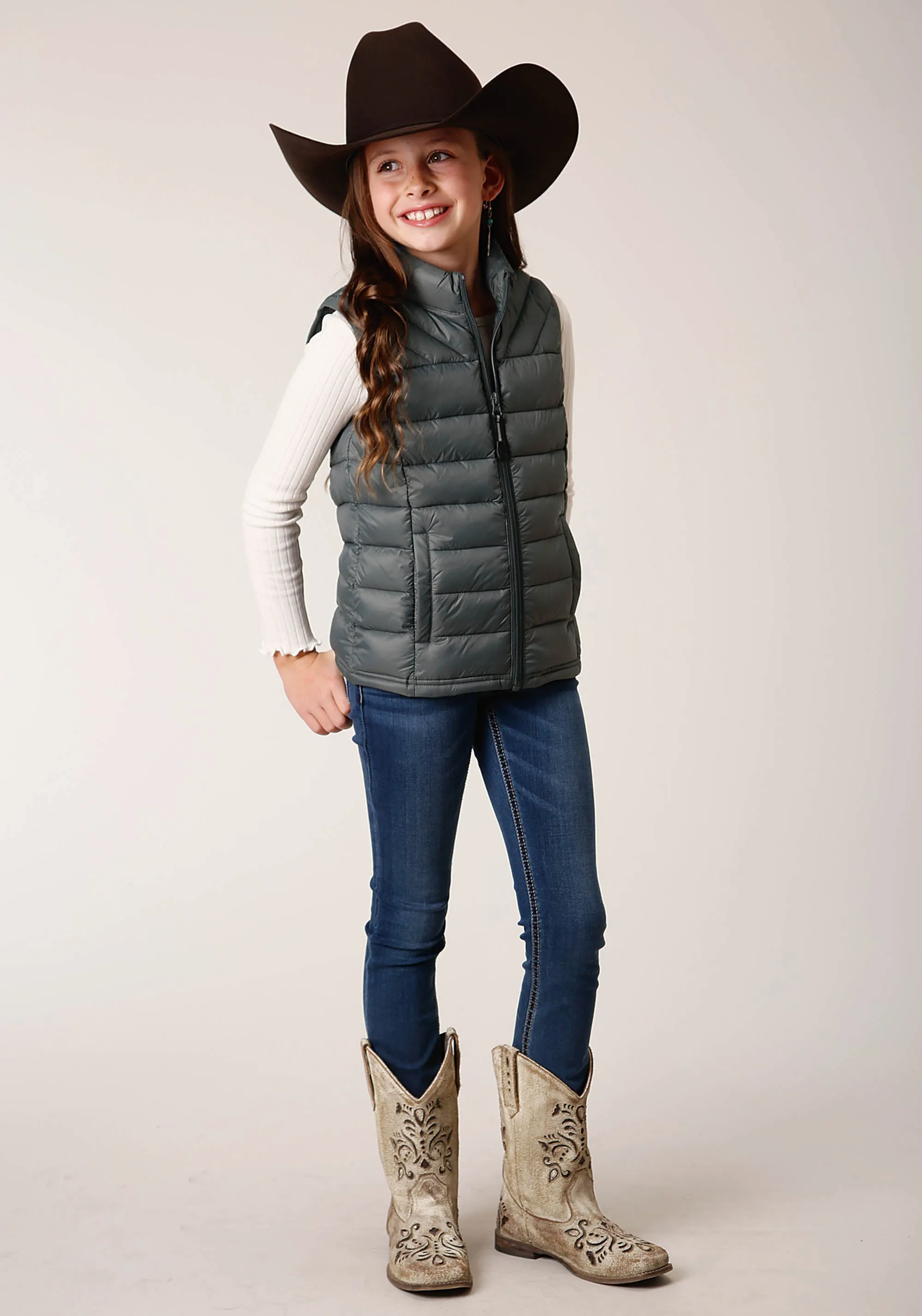 GIRLS  SLVR SAGE NYLON PARACHUTE DOWN VEST