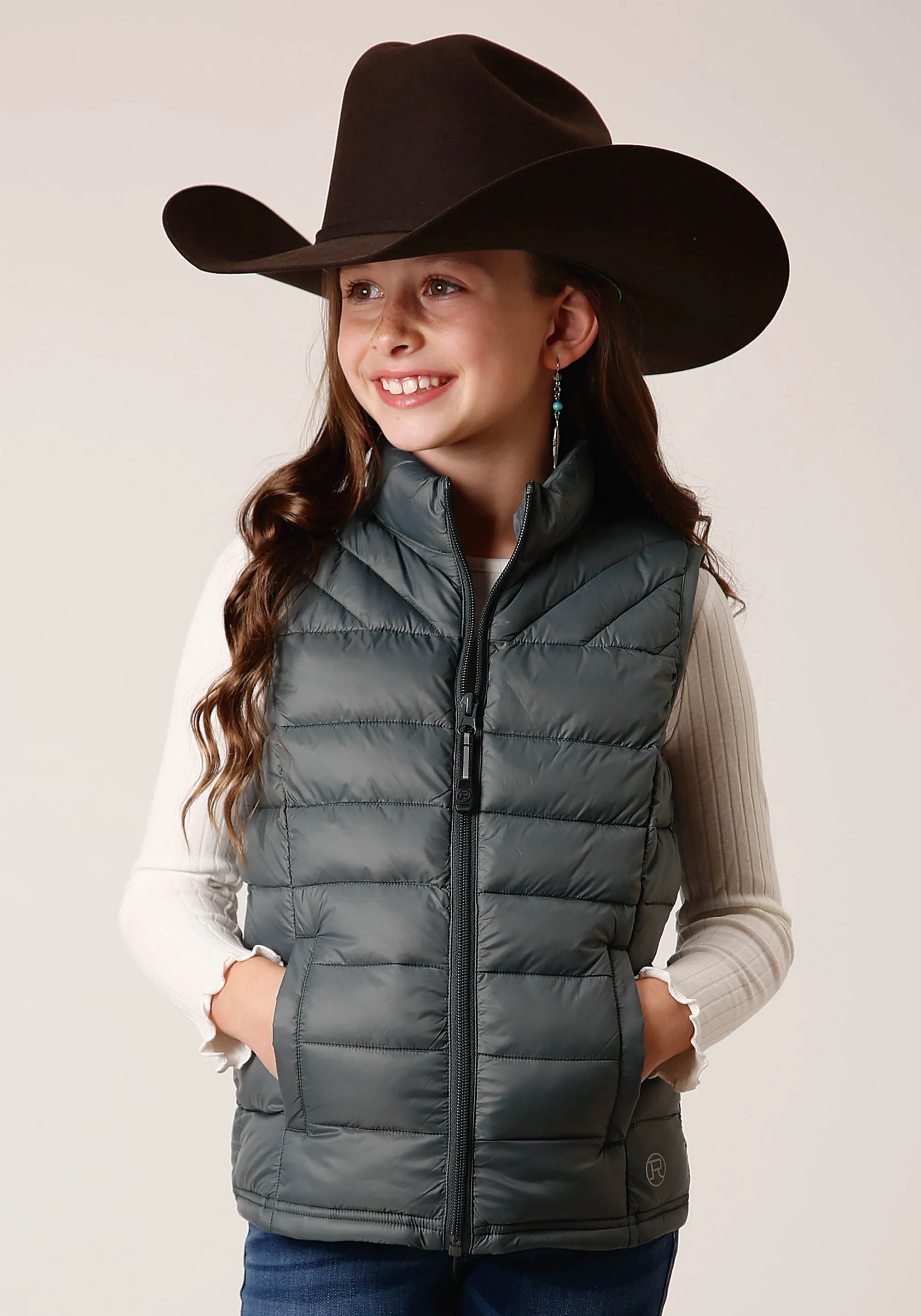 GIRLS  SLVR SAGE NYLON PARACHUTE DOWN VEST