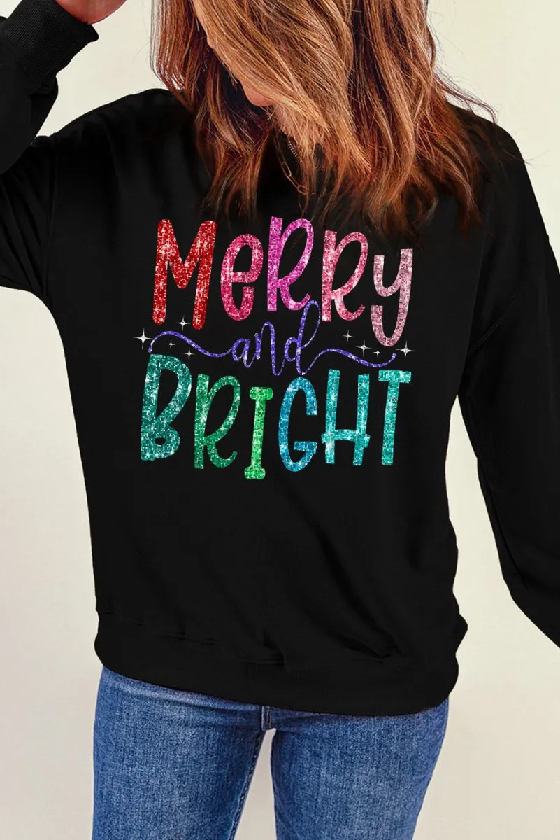 Glitter Merry and Bright Christmas Sweatshirt