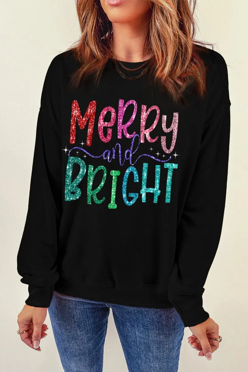 Glitter Merry and Bright Christmas Sweatshirt