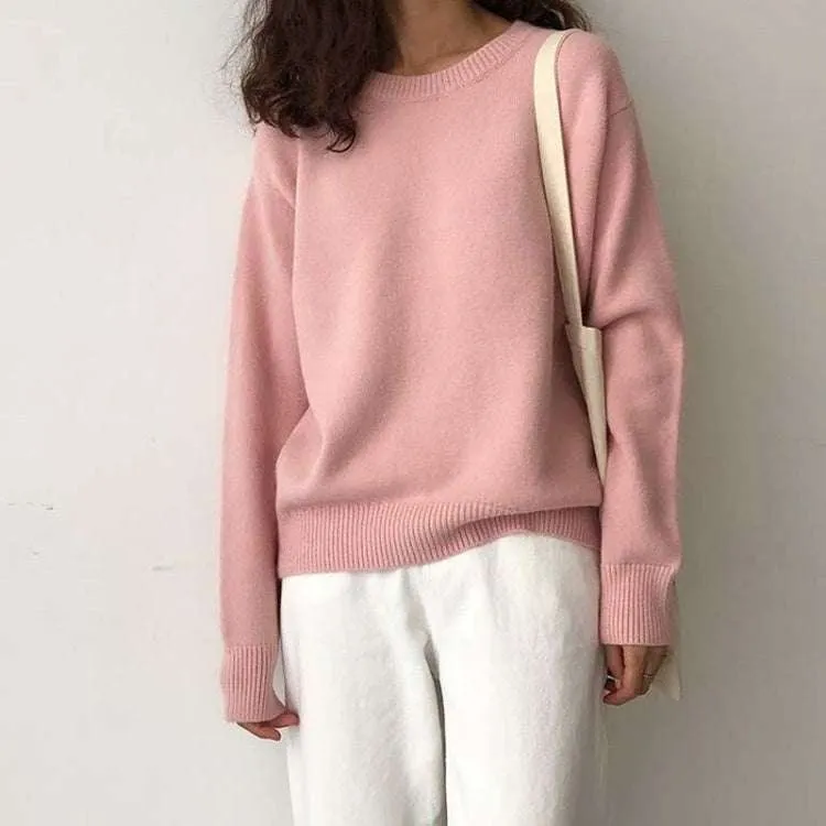 Glow Chic's Long Elastic Knit Sweater – Basic Loose Fit