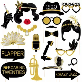 Great Gatsby 1920's Flapper Photo Booth Party Props - 20pcs