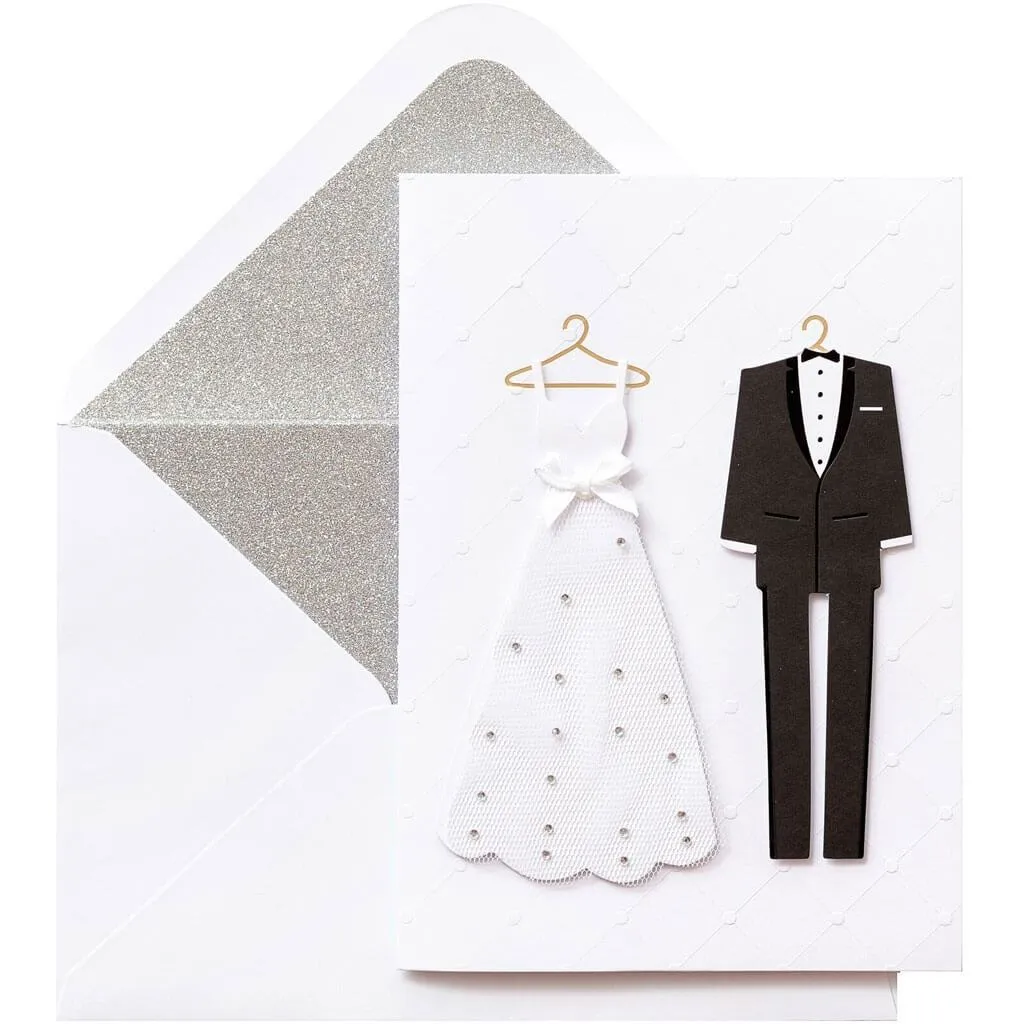 Greeting Card with Envelope Wedding Tux & Dress 3pcs