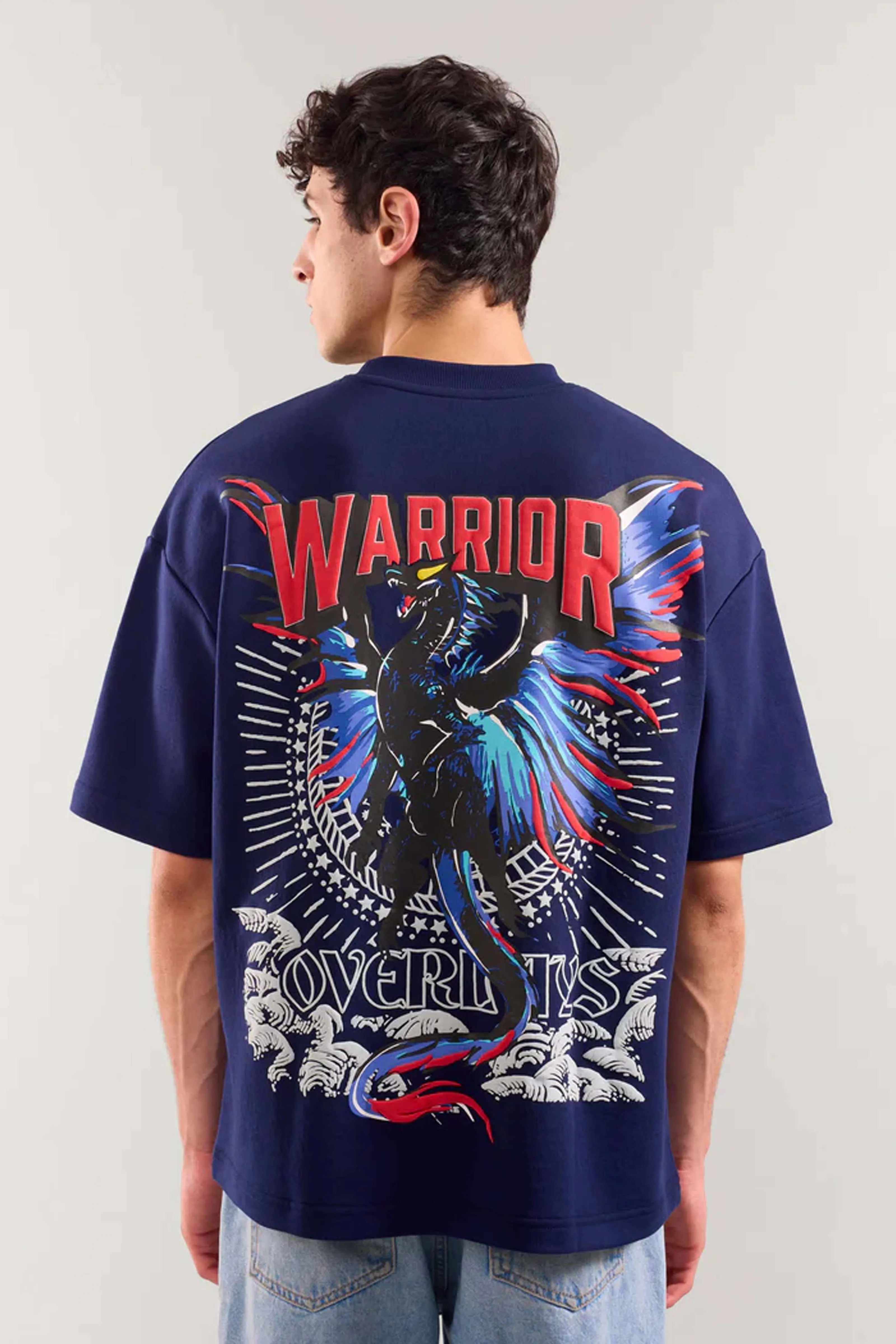 Heavy Weight Navy Warrior Arc Oversized T-shirt