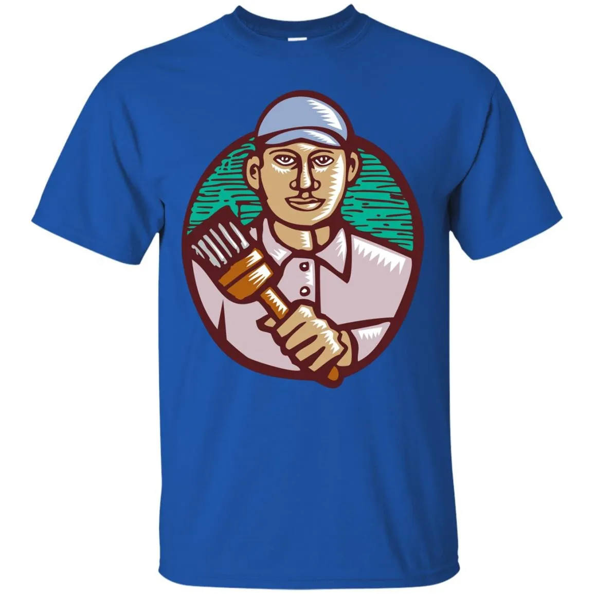 House Painter Paintbrush Woodcut Linocut T-Shirt