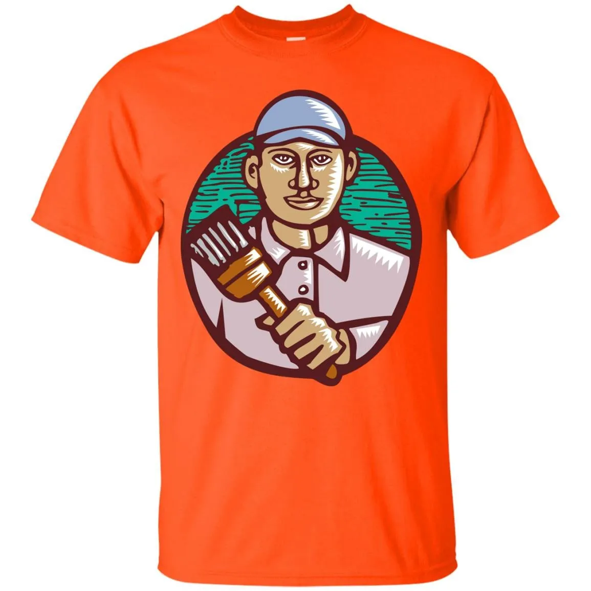 House Painter Paintbrush Woodcut Linocut T-Shirt