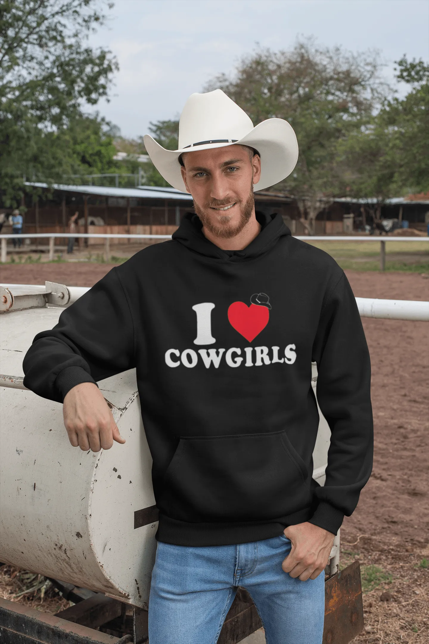 I love Cowgirls Hoodie Soft Style Midweight Cotton Pullover Top Koala Tee