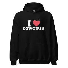 I love Cowgirls Hoodie Soft Style Midweight Cotton Pullover Top Koala Tee