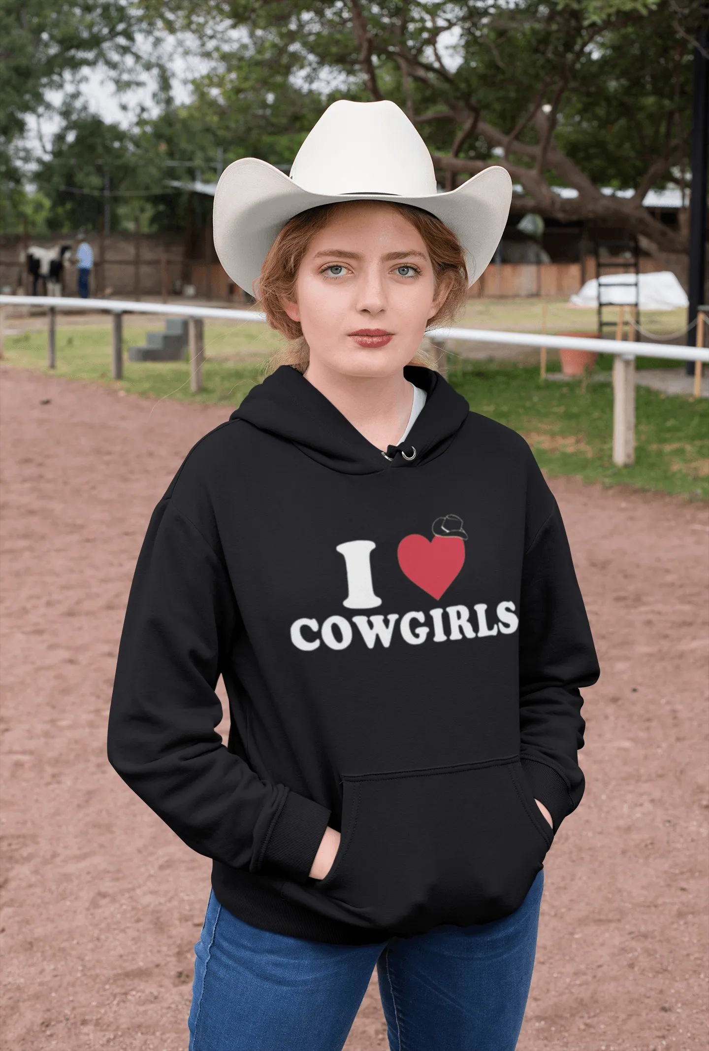 I love Cowgirls Hoodie Soft Style Midweight Cotton Pullover Top Koala Tee