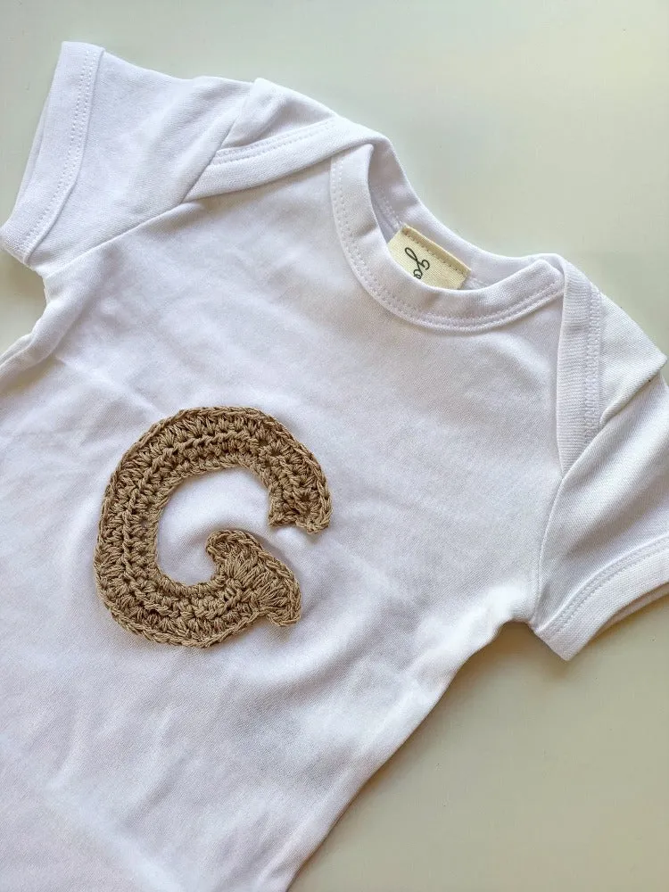 Initial appliqué organic cotton vest