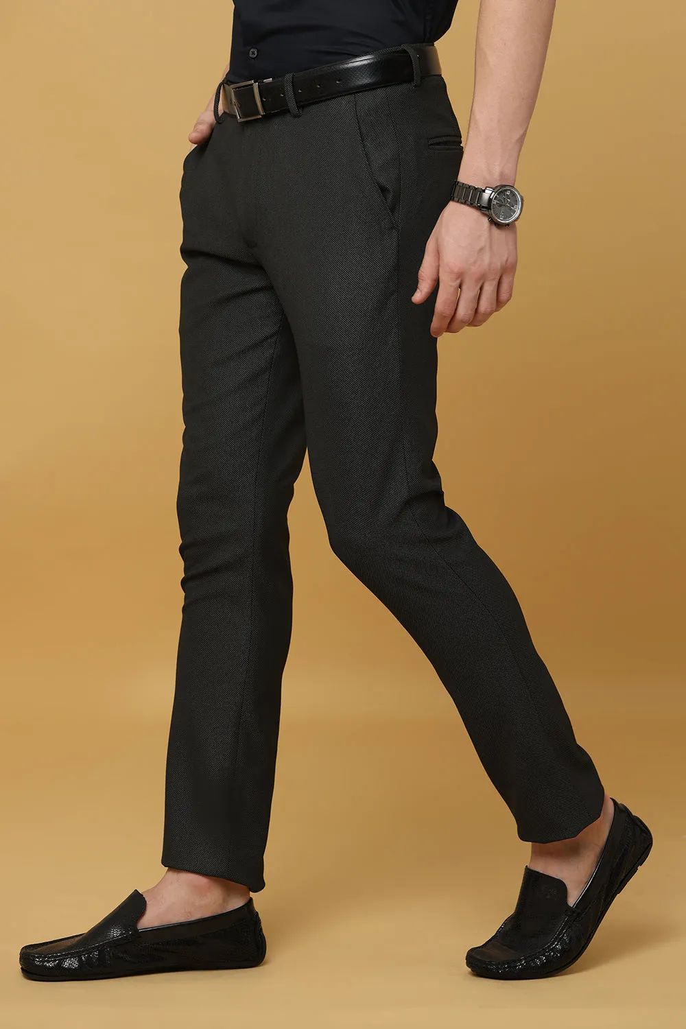 Ivyn Elegant Black Grey Formal Trousers