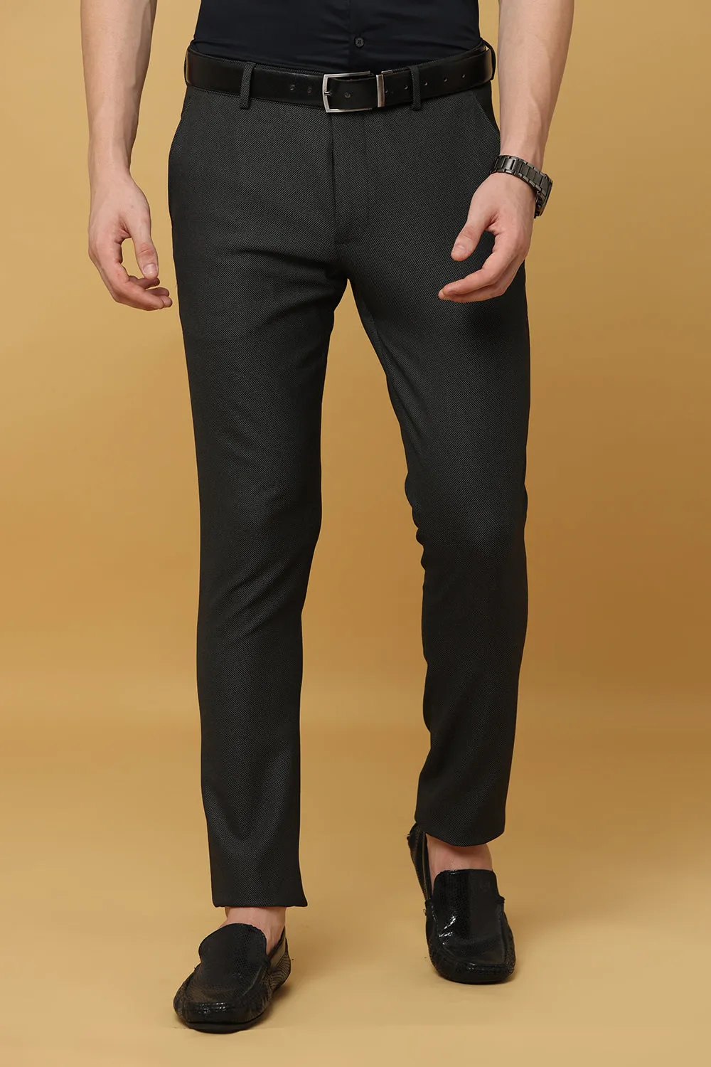 Ivyn Elegant Black Grey Formal Trousers