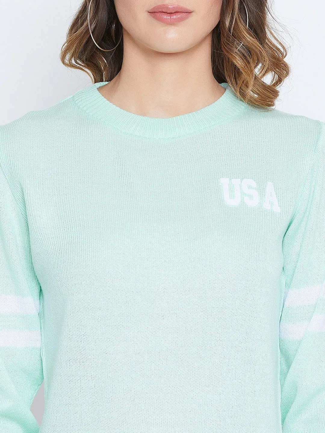 JUMP USA Women Green Solid Sweaters